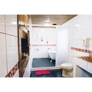 池上贤情玉致民宿的白色的浴室设有卫生间和水槽。