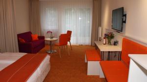 格拉尔-米里茨瓦德博丽酒店的酒店客房设有床和客厅。