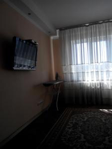 基辅Comfortable flat near the Dnieper river in Kyiv的一间带电视和窗户的客厅