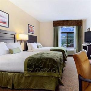 奥罗谷Holiday Inn Express & Suites Oro Valley-Tucson North, an IHG Hotel的酒店客房设有两张床和窗户。