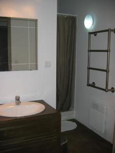 Penne-dʼAgenaisGîtes Le Relais de Roquefereau的一间带水槽和镜子的浴室