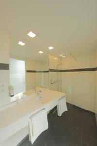 施韦比施哈尔斯塔德米特酒店的一间带水槽和大镜子的浴室