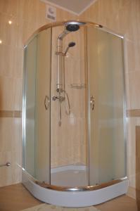 Babin欧梓斯姆酒店的浴室里设有玻璃门淋浴