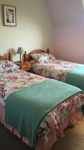 杰德堡Tweed Cottage的卧室内两张并排的床