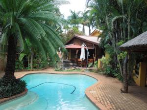 科玛蒂普特特瑞斯图旅馆的棕榈树屋前的游泳池