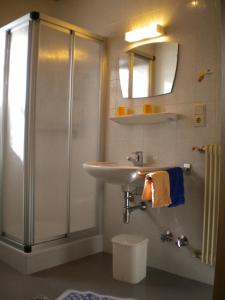 富内斯米特姆赫尔宾馆的带淋浴和盥洗盆的浴室