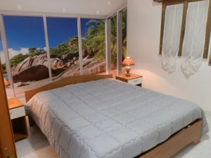 夏卡Casa Vacanze Bonjovì的一间卧室设有一张床和一个大窗户