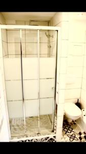 斯特拉斯堡Le Moment Bleu的浴室配有淋浴和卫生间。