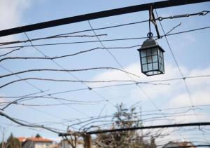 瓦莱迪坎布拉太阳能达斯拉兰热拉斯酒店的挂在电源线上的灯泡