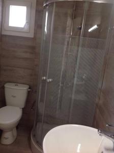 巴利恩George Home 1的带淋浴、卫生间和盥洗盆的浴室