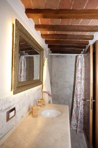 蒙特普齐亚诺Mezzanino L Palazzo Gagnoni Grugni的一间带水槽和镜子的浴室