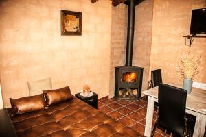 坎塔洛哈斯Apartamentos Rurales El Casarejo的带沙发和壁炉的客厅