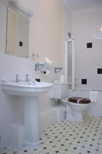 卡姆尔福德博伍德公园酒店的白色的浴室设有水槽和卫生间。