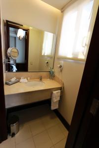 萨卡特卡斯卡萨托雷斯酒店的一间带水槽和大镜子的浴室