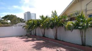 迈阿密Fatimataj Mahal的楼前有棕榈树的围栏
