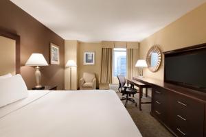 阿林顿Crowne Plaza Crystal City-Washington, D.C., an IHG Hotel的酒店客房配有一张床、一张书桌和一台电视。