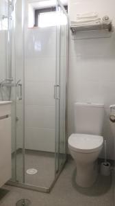 吉尔斯Beira Rio do Gerês的一间带卫生间和玻璃淋浴间的浴室