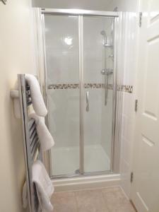 牛津Oxford Apartments 1的玻璃门淋浴和毛巾架