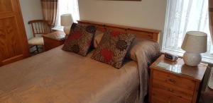 索伦特海峡旁利村Avon Manor Guest House的一间卧室配有一张带两个枕头的床