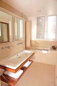 圣让皮耶德波尔比利牛斯酒店的一间带大水槽和浴缸的浴室