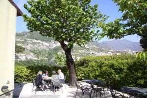 拉维罗阿卡萨帝奥尼酒店的一群人坐在树下桌子旁