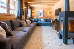 莫尔济讷Simply Morzine - Chalet Central的带沙发和电视的客厅