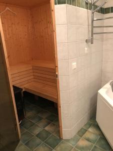 萨伦Utsikten i Sälens by的带淋浴的浴室中的桑拿浴室