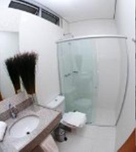 贝洛奥里藏特科尼克肖潘普利亚酒店的浴室配有卫生间、盥洗盆和淋浴。