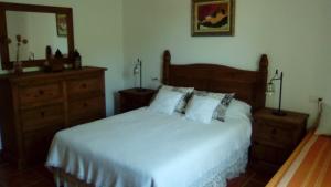 阿瓜阿马加El Cerrillo的一间卧室配有床、两个梳妆台和镜子