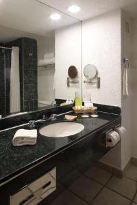 伊斯塔帕Emporio Ixtapa - with Optional All Inclusive的一间带水槽和大镜子的浴室