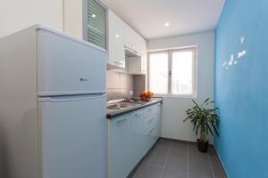 木洛希尼Apartments Vidulić的一间带冰箱和水槽的小厨房
