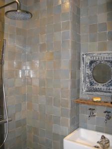 哈瑟尔特De Epicurist的带淋浴、卫生间和镜子的浴室
