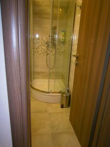 科米扎Room Vilma的带淋浴的浴室和玻璃门