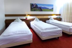 梅拉诺丹妮拉酒店的一间酒店客房,房间内设有三张床