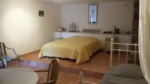 Empurany乐库洛扎特酒店的一间医院房间,配有一张黄色毯子床
