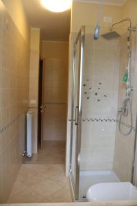 蒙特西尔瓦诺BnB del Nilo的带淋浴和盥洗盆的浴室