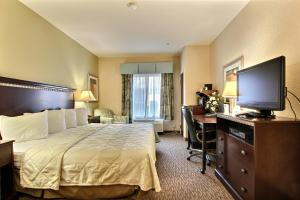 萨凡纳普勒白玉兰套房酒店 的配有一张床和一台平面电视的酒店客房