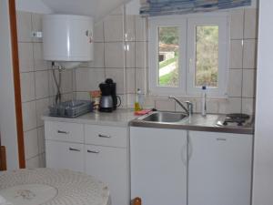 库希斯特Apartmani Anđelka的一个带水槽和窗户的小厨房