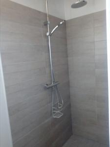 Baugé拉格兰奇德拉甘多尼里度假屋的浴室内设有带衣架的淋浴