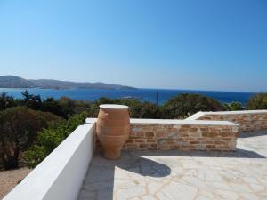 菲尼卡斯Villa Annita, with extraordinary view near the sea的墙上的花瓶露台