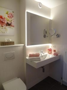 德帕内阿拉沙丘酒店的一间带水槽、镜子和卫生间的浴室