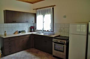 斯卡拉索提罗斯Ktima Elia的厨房配有炉灶、水槽和冰箱。
