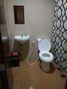 马尼拉卢尔德宾馆的一间带卫生间和水槽的浴室