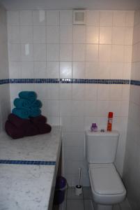 埃希特纳赫Turm Hämelmaous的浴室配有卫生间、水槽和毛巾。