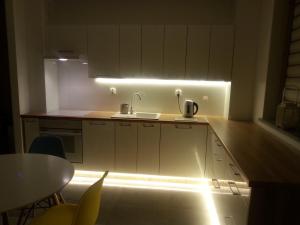 斯克拉斯卡波伦巴apartament的厨房配有水槽和带灯的台面