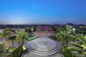 茉莉芬ASTON Madiun Hotel & Conference Center的享有棕榈树庭院的顶部景致