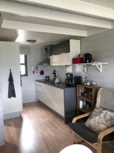 斯屈勒斯塔穆Voss Hytte/Cabin的一间配有沙发和柜台的厨房