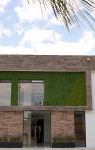 赫雷斯加西亚萨利纳斯Hotel Express Jerez的绿色墙壁度假屋