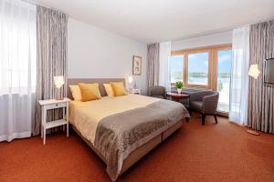 拉策堡维特勒斯酒店的一间卧室设有一张大床和一个大窗户