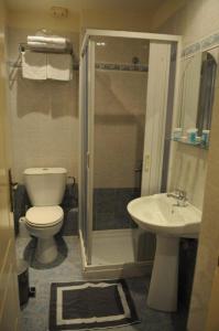 马科普隆先贤祠酒店的浴室配有卫生间、淋浴和盥洗盆。